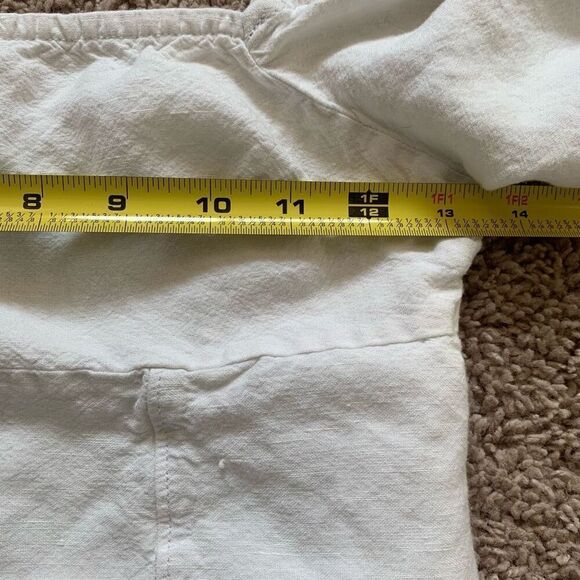 Express Smocked Cropped Peasant Top Extra Small XS Linen - Picture 6 of 7